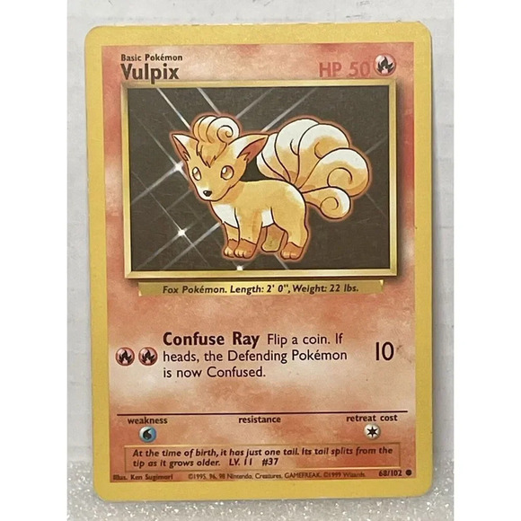 Vulpix 68/102 Base Set Unlimited Common Non Halo 1999 WOTC Pokemon Card‎ LP - Picture 1 of 6